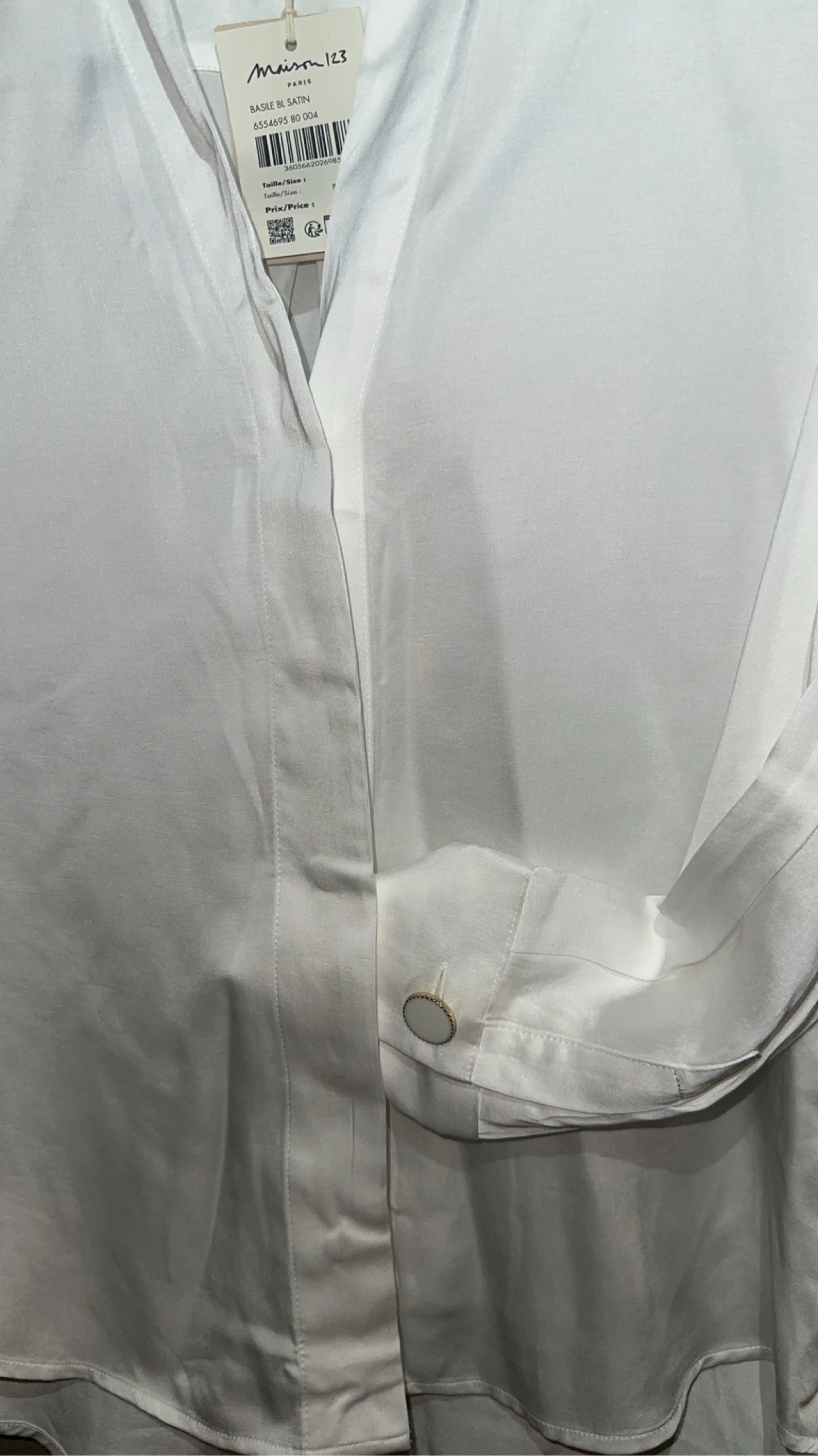 Blouse van satijn wit Maison 123 - Nieuw met etiket - Maat M – photo 3